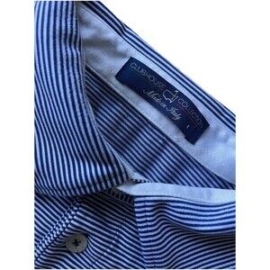 Clubhouse Collection Polo Shirt Mens Large Blue Striped Masters Golf Italy